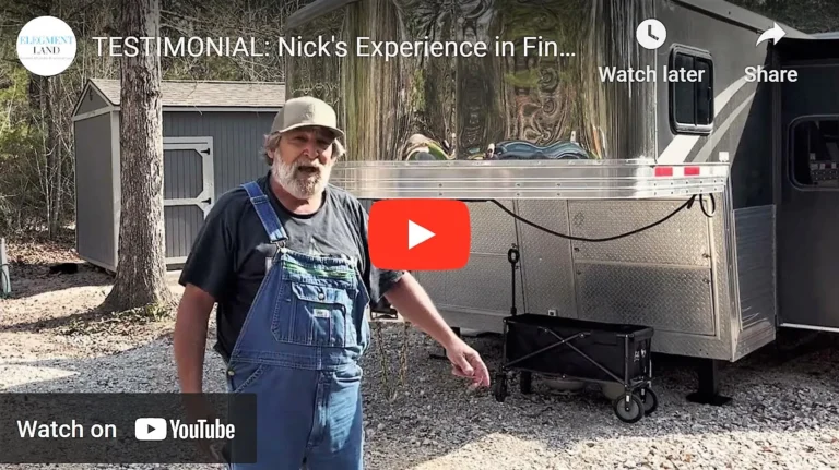 Man beside a travel trailer in a video thumbnail